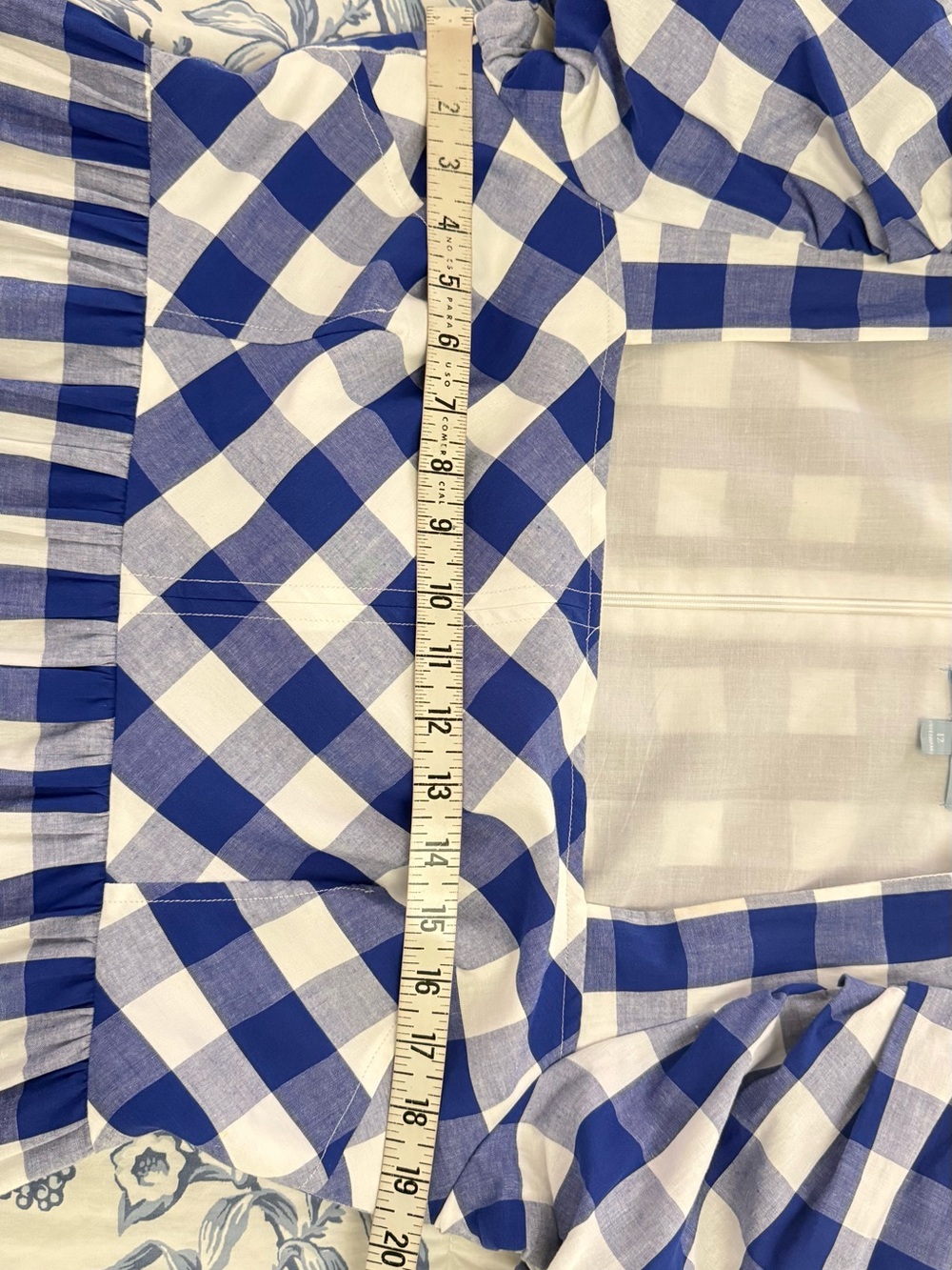 ANTONIO MELANI Blue and White Gingham Puff-Sleeve Midi Dress - Picture 5 of 6